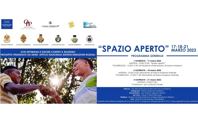 UNAR. XVIII Settimana d’azione contro il Razzismo. Il 17, 18 e 21 marzo, in Sicilia una tre giorni organizzata da Coop. Sociali OPERA PROSSIMA e CONSORZIO UMANA SOLIDARIETÀ, Associazioni LA CITTÀ FELICE Onlus e GIOVANI PER I GIOVANI